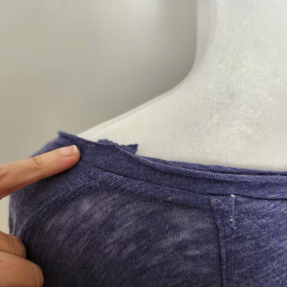 We The Free People Shirt Sz Large Womens Blue Aria Trapeze Oversized Tunic Tee - Picture 8 of 13